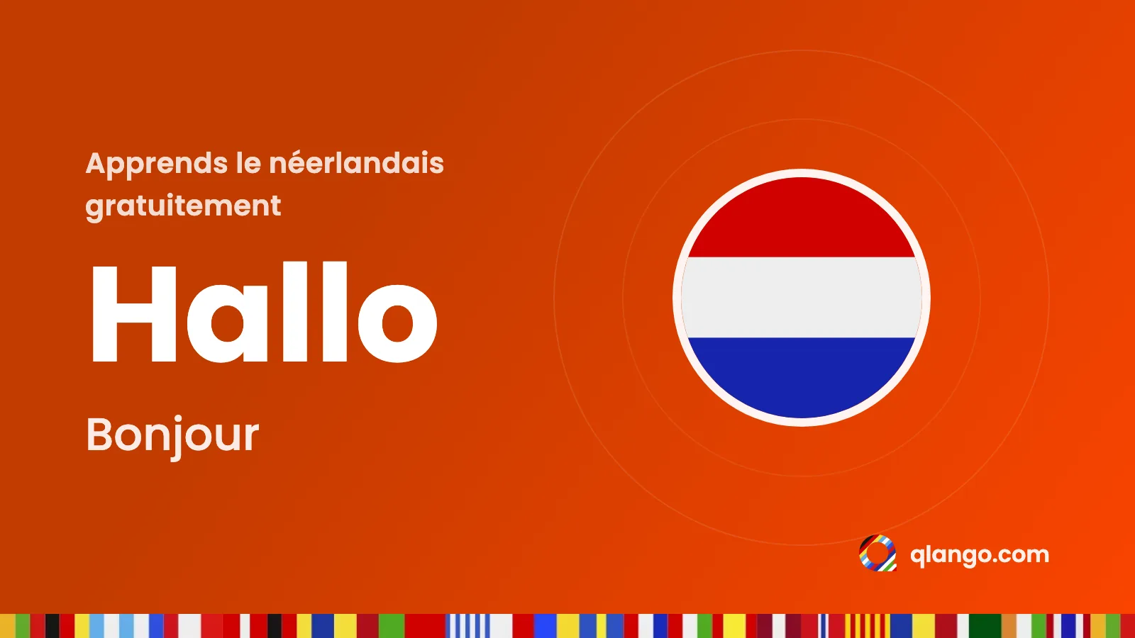Carte typographique : « Hallo », « bonjour » en néerlandais