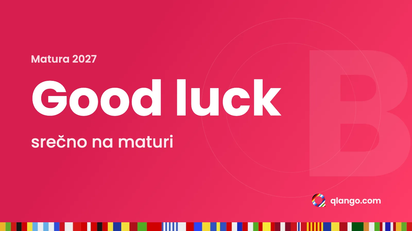 Angleški izraz Good luck s prevodom srečno na maturi